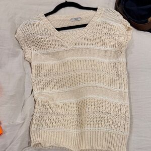 Peserico Cream Open-Knit V-Neck Sweater Vest